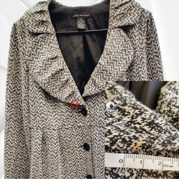 Elena Solano Tweed Button Front Belted Lined Coat - Picture 6 of 7